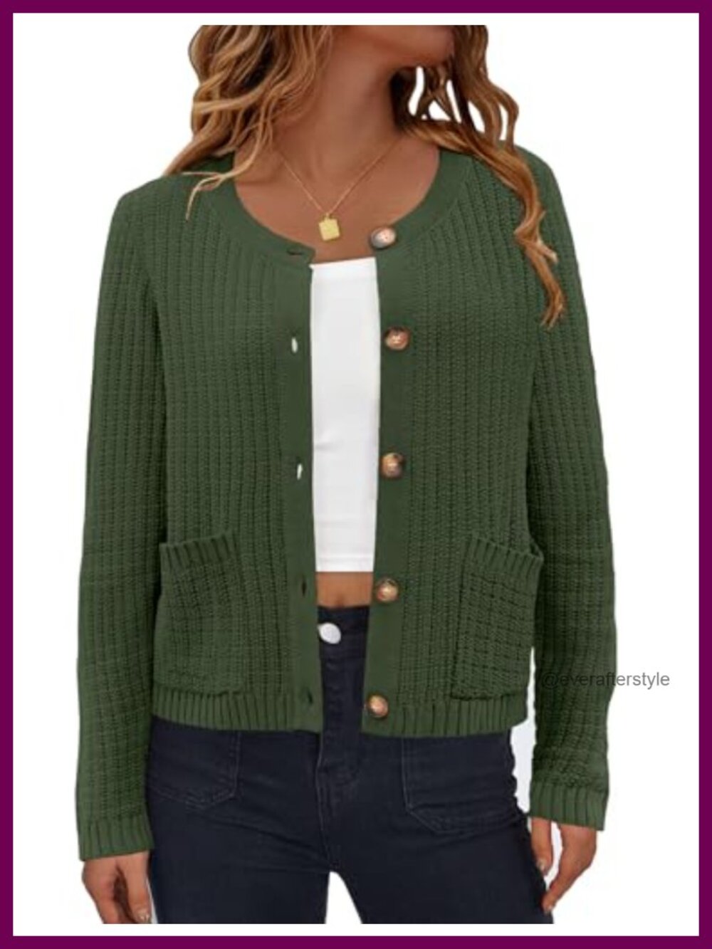 Womens Button Up Open Front Long Sleeve Knit Cardigan Sweater with Pockets